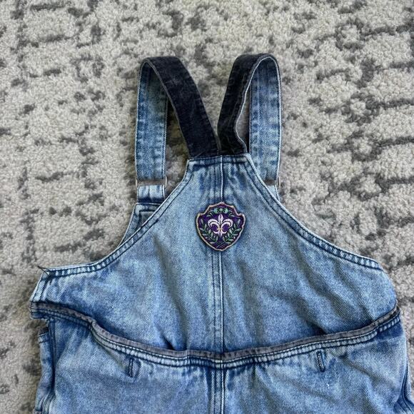 VTG 90s Acid Washed Denim Overalls with princess castle by Popsicle Sz 4 - Picture 8 of 12